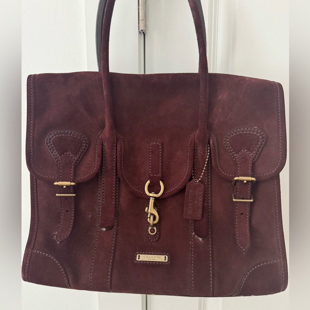 Coach x Billy Reid Burgundy Suede Tote Handbag